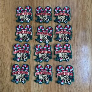 NWT 💚 12 Girl Scout season’s Greetings Candy Cane Sew On Patches GSUSA